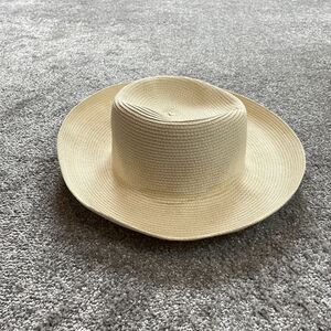 Que Sera Sun Hat Womens One Size Beige Paper Straw Solid Wide Brim Ladies Adult